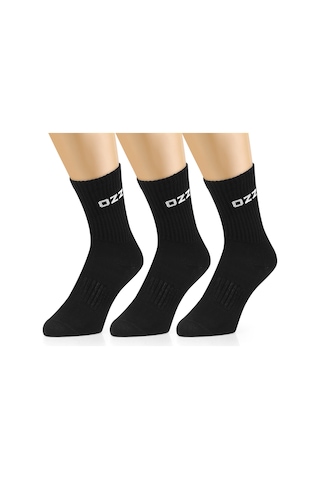 Ozzy Socks 3 Çift Uzun Konçlu Tenis Spor Çorabı Siyah Paket