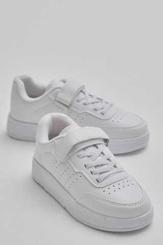 Faylon Hafif Taban Bağcıklı Çocuk Unisex Beyaz Günlük Spor Ayakkabı Tbprf010 Beyaz