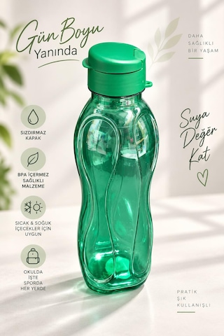 Su Matarası 750 Ml Koyu Yeşil Suluk Su Şişesi Okul Spor Tüm Renkler