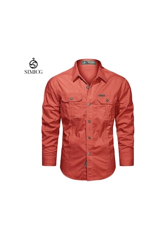 İlkbahar Ve Sonbahar İçin Uzun Kollu Erkek Gömlekleri, Günlük Ve Bol Kesim Erkek Gömlekleri Kırmızı