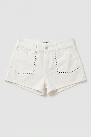 it's basic Kadın Kırık Beyaz T-7s6-101 Mini Drop Detaylı Tasarım Denim Jean