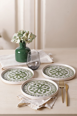 Keramika Timeless Green Stackable Pasta Tabağı 21 Cm 4 Adet 21974 Krem