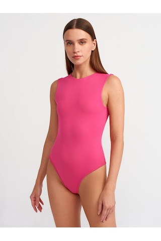 Dilvin Kolsuz Bodysuit Fuşya
