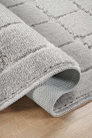 Doğal Kaymaz Taban Banyo Paspas Seti Uzun Ömürlü Yumuşak Dokulu Su Emici Yıkanabilir Kareli Set 50x80-50x40 Gri