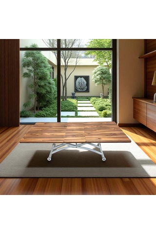 Ortadan Açılır Akıllı Masa Üst Mdf Urartu Alt Ayak Beyaz