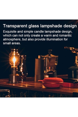 Jeemson Kampanya Cam Abajur - Isı Dayanıklı, Anti-korozif, Vintage Tasarım, Ev Ve Açık Hava Kullanıma Uygun, Gri Renk T-1-ch Gri