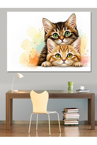 Suluboya Kedi Göz Detayı Dekoratif Kanvas - Mdf Ahşap Tablo