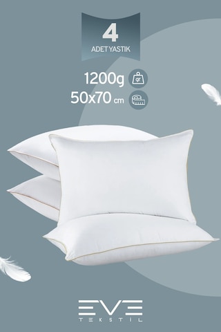 Eve Tekstil 4 Adet Yellow Dream Serisi Fermuarlı Antialerjik Silikon Elyaf Dolgulu Yastık 50x70cm 1200gr