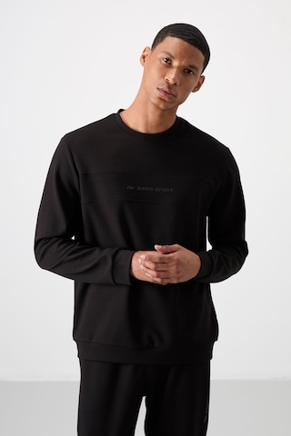 Tommy Life Siyah - Siyah Pamuklu Kalın Yumuşak Dokulu Comfort Fit Baskılı Erkek Eşofman Takım - 85253 Siyah