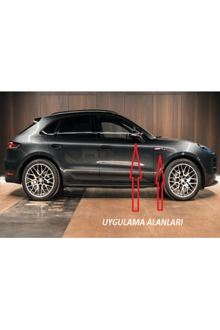 Porsche Macan Yan Aynalar Ve Çamurluk Yanı Damla Desen Bıçak Logo
