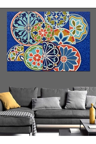 Renkli Mandala Geometrik Desen Dekoratif Kanvas - Mdf Ahşap Tablo