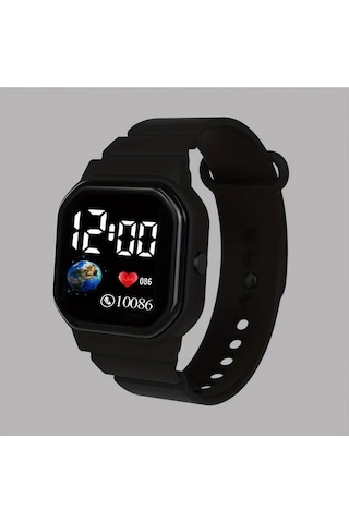 Trendooze Gaojunshop01 Beyaz Led Dijital Erkek Kol Saati - Harita Kalp Tasarım Beyaz