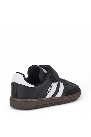 Zacoz Günlük Unisex Çocuk Sneaker Bağcıklı Hafif Esnek Kaymaz Taban Ayakkabı Siyah Beyaz