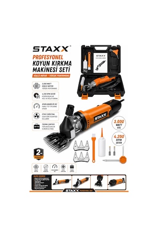 Staxx Stx5049 Büyükbaş Küçükbaş Hayvan Kırkma Makinesi 3000w Elektrikli Koyun Keçi Kırpma Seti