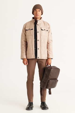 AC&Co / Altınyıldız Classics Erkek Bej Standart Fit Normal Kesim Dik Yaka Mont Bej