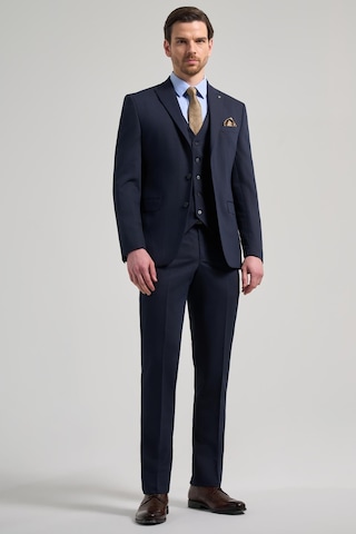 İmza Koyu Lacivert Kendinden Desenli 2 Düğme Classic Esnek Slim Fit Takım Elbise 1001250156 Koyu Lacivert