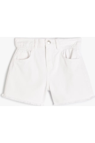 Koton Kot Şort Püsküllü Beli Lastikli Cepli Pamuklu Beyaz 4skg40020ad 4SKG40020AD000 Beyaz