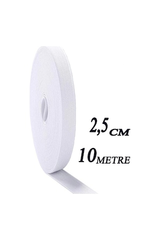 2.5 Cm 10 M Beyaz Dar Dokuma Bel Paça Don Lastiği Yassı Geniş Lastik Lateks Ürün 1 Adet