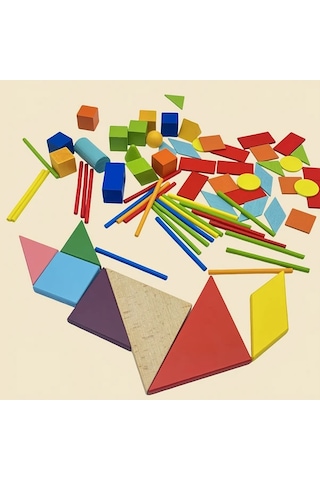 Willowhaven Ahşap Eğitici Oyuncak 6 Parça Matematik Saati Tangram Puzzle Yapı Blokları