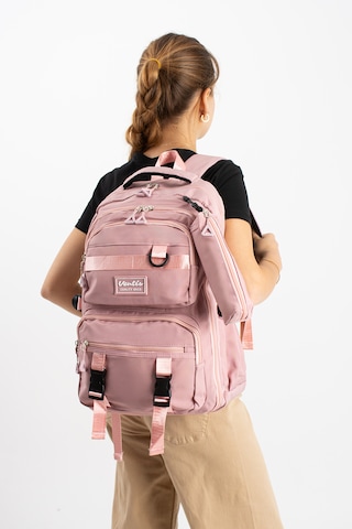 Ventis Qualty Okul Çantası Su Geçirmez Klinkır Kumaş Unisex Sırt Çantası Model 7c Pembe