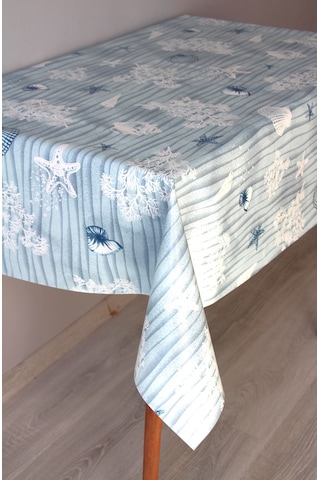 Elyaf Silinebilir Pvc Muşamba Masa Örtüsü 1227-2denizkabuk Mavi