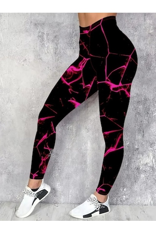 Kadın Yüksek Bel Renk Detaylı Dalgıç Tayt Mor