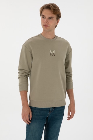 U.S. Polo Assn. Erkek Bisiklet Yaka Comfort Fit Açık Haki Basic Sweatshirt 50313760-VR183