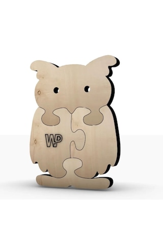 Masif Ahşap Puzzle Çocuklar İçin Boyanabilir Baykuş Boya Setli