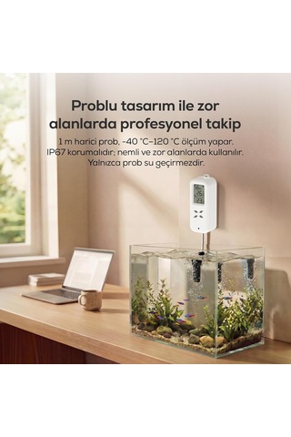 Xenon Smart Dijital Termometre / Akıllı Su Geçirmez Problu Wifi Sıcaklık Ve Nem Sensörü X7509