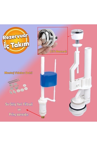Tr Çift Basmalı İç Takımı Rezervuar İç Düzenek Otomatik Su Dolum Basma Alafranga Tuvalet Klozet Sifon Genel