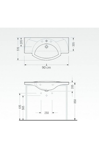 Serel - Kardelen Etajerli Lavabo 51x90 Cm Batarya Banklı Beyaz - 5939tdl000 Diğer