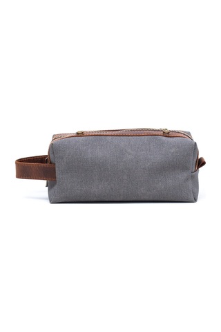 Gillario Design 06 Unisex Suni Kanvas+deri Gri-taba Eskitme Dopp Kit