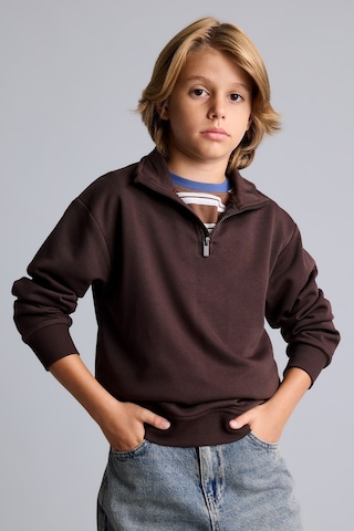 Defacto Oversize Yarım Fermuarlı Dik Yaka Sweatshirt Erkek Çocuk H7132a826aubn267 Kahve-bn267