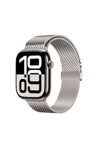 Apple Uyumlu Watch 42mm Zore Krd-121 Metal Hasır Kordon-starlight
