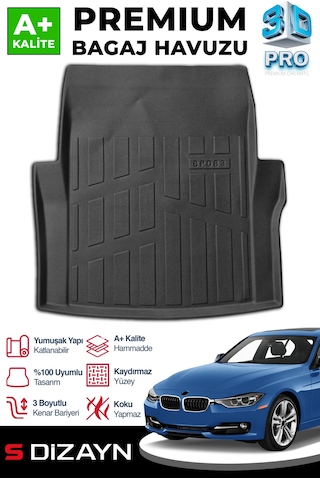 S-dizayn Bmw 3 Serisi F30 3d Pro Bagaj Havuzu 2012-2019 A+ Kalite