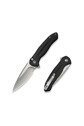 Civivi Button Lock Kitefin Black Aluminum Handle Satin Finished 14c28n Blade Kamp Çakı Siyah