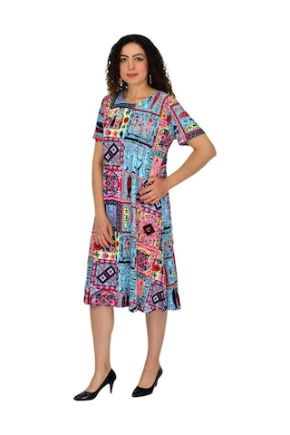 Kadın Kısa Kol Likralı Viskon Elbise Bgl-st04671 Mavi