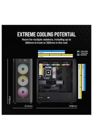 Corsair 480t Rgb Airflow Temperli Cam Midtower, Siyah Cc-9011272-ww