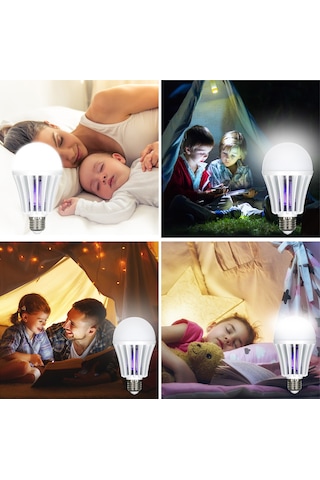 Vkemall Led Mus Musu Öldürücü Ampul, İki Işık Modu, E27 Tabanı, Taşınabilir Beyaz 15w