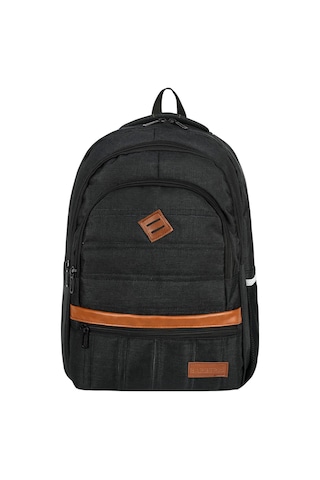 Su Gecirmez Cordura Kumas Punterez Dikisli Laptop Ve Suluk Bolmeli Gunluk Ve Okul Sirt Cantasi Siyah