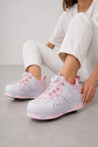 Odin Tekerlekli Işıklı Çocuk Spor Ayakkabı Rahat Patenli Sneaker - Pembe
