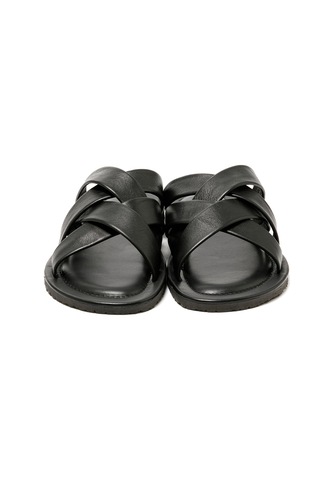 Black Terlik Erkek M7727 The Sandals Factory Leather Upper Sandals Siyah