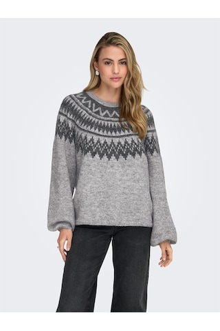 Only Onlreykja Ls O-neck Knt Kadın Gri Kazak - 15353221 Gri
