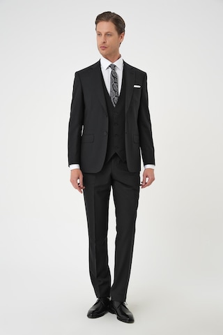 Efor Slim Fit Düz Esnek Yelekli Klasik Siyah Takım Elbise Tk 894 Siyah