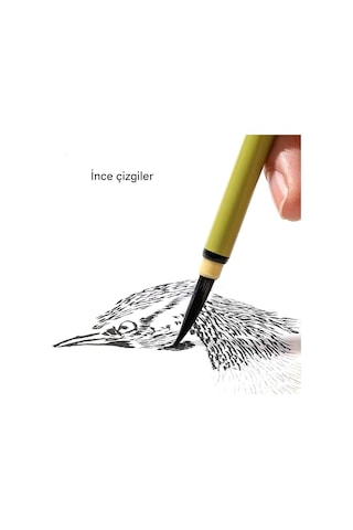 İnce Uçlu Tahrir Fırça Seti, Yüksek Kalite, Kurt Kılı, 3 Farklı Boy, Çini, Seramik, Brush Pen, Çiçek