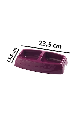 İkili Küçük Yavru Kedi Mama Ve Su Kabı 23,5 X 15,5 Cm Plastik