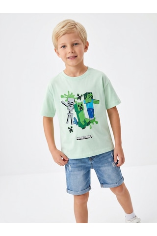 Sea Bubbles Minecraft Erkek Çocuk Tişört St10388 Yeşil