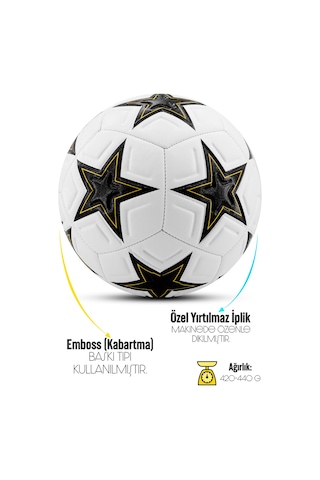 3lü Set Futbol Topu Tekmelik Şampiyonlar Ligi Pompalı Sert Zemin Halı Saha Futbol Topu New Black No5 Siyah