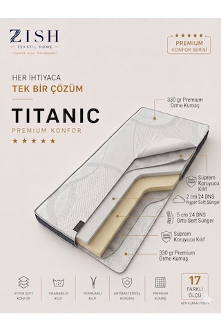 Titanic Yatak Pedi, Şilte, Topper Misafir, Yer, Kanepe Yatağı, Yer Minderi Fermuarlı Yıkanabilir Kılıf Kamp, Karavan, Yazlık, Öğrenci, Yurt, Bağ/bahçe, Araç İçi Yatağı Zishhome 24 Dns 8 Cm Yatak