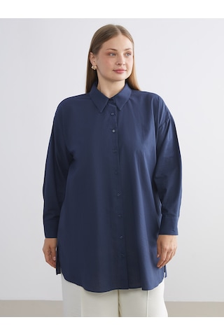Lcw Modest Lacivert Loose Fit Kadın Gömlek Tunik